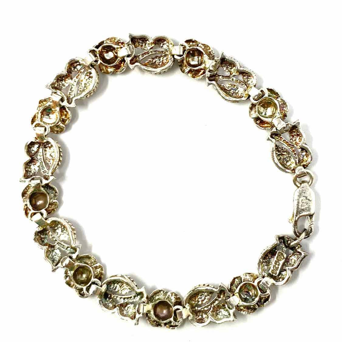 .925 Sterling Silver Link 7 in Roses Bracelet