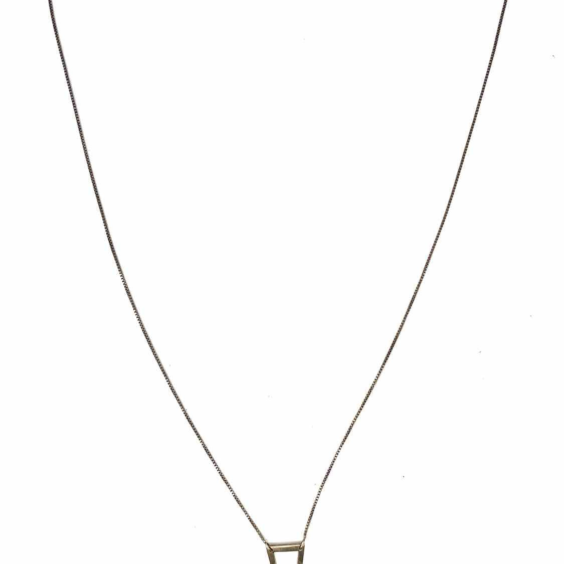Estate 925 Sterling Silver Pendant 27" Triangle Necklace