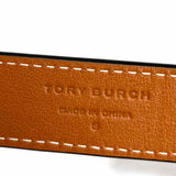 Tory Burch Miller 1" Black Brown Reversible Logo Leather Belt
