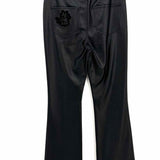 johnny was Jade Women's Black Size 28/6 Flare Vegan Leather Slit Pants