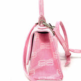 BALENCIAGA Hourglass XS Denim Pink Top Handle Monogram Crossbody