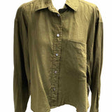 Free People Women's Green Size 10 Zip Linen Utility Jacket