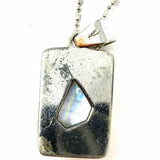 .925 Sterling Silver Pendant 18" Iridescent Moonstone Necklace