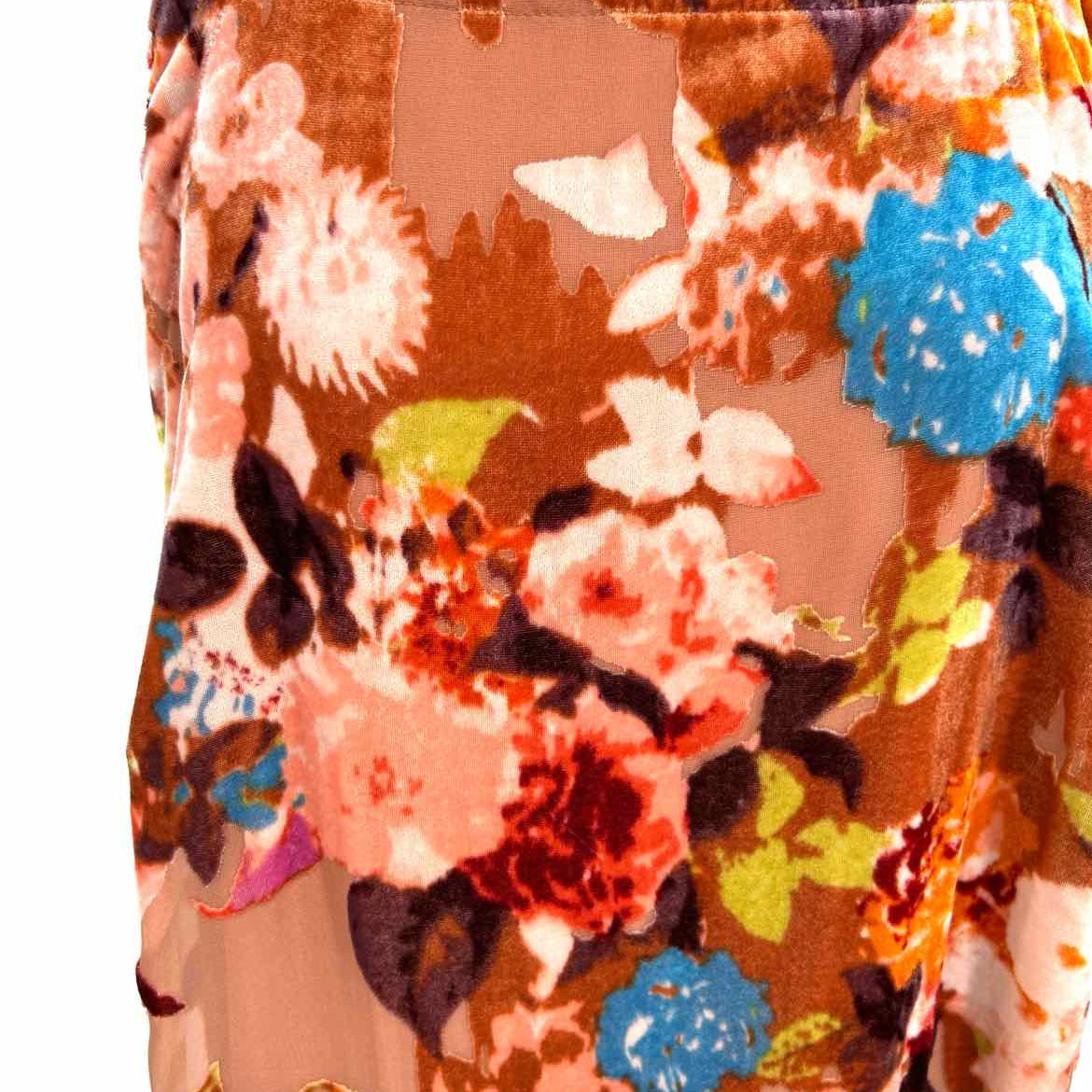 by Anthropologie Women's Orange Size 2X Sleeveless Velvet Floral Dress