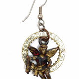 Bronze Tone Dangle 2" Cherub Earrings
