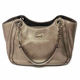 Salvatore Ferragamo Silver Tote Metallic Leather Shoulder Bag
