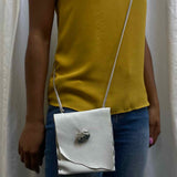 White Pouch Stone Leather Crossbody
