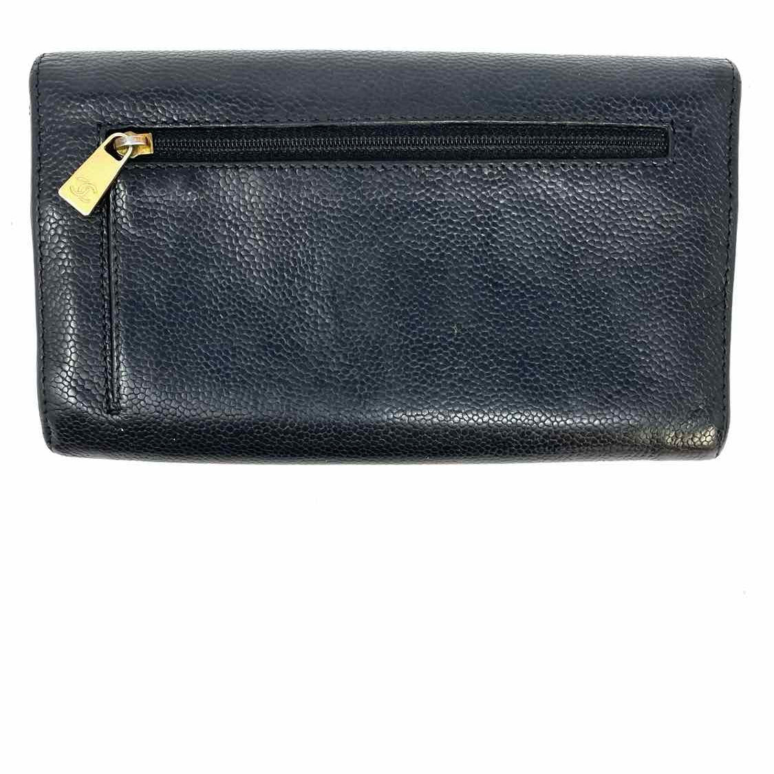 Chanel 2000/02 Timeless CC Black Accordion Caviar Leather Wallet