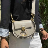 Chloe Small Tess Taupe Saddle Bag O Ring Leather Shoulder Bag