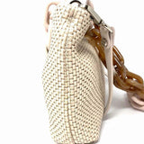 Gianni Chiarini Raffia Cream Zip Top Woven Crossbody