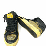 Golden Goose 12.2 Women's Black Gold Sz 38/8 High Top Leather Metallic Sneakers