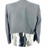 HELMUT LANG Women's Black Size 2 Collarless Wool Blend Mixed Media Jacket