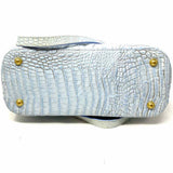 Brahmin Baby Blue Zip Croc Embossed Tote