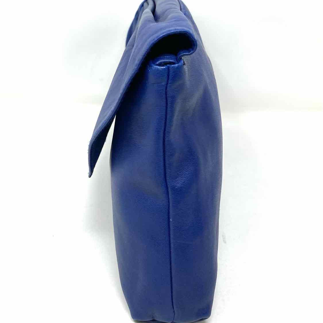 Anton Leather Blue Flap pleated Clutch