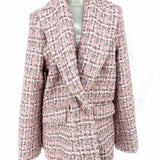Olivaceous Women's Pink Size M Double Breasted Tweed Glitter Blazer