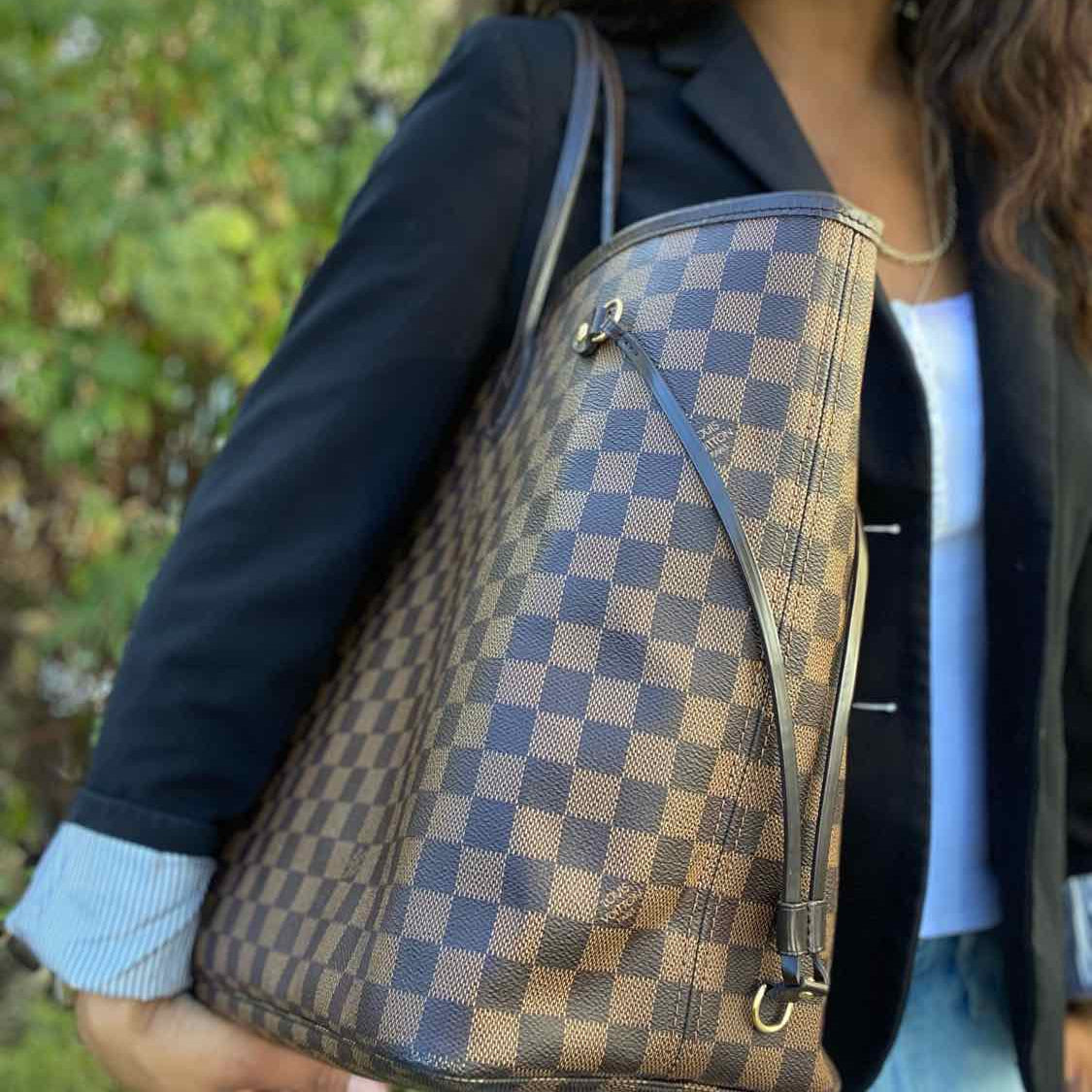 LOUIS VUITTON 2016 Neverfull GM Coated Canvas Brown Damier Ebene Tote