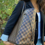 LOUIS VUITTON 2016 Neverfull GM Coated Canvas Brown Damier Ebene Tote