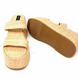 Aqua Women's Beige Size 9.5 Platform Raffia Sandals