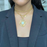 Chanel 1970-80's Vintage Faux Pearl Diamond Shape 24K Plated Gold 29" Necklace