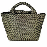 Naghedi St. Barths Small Neoprene Gold Woven Glitter Satchel w/ Pouch