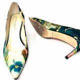 Betty Muller Women's Green Blue Size 8 Pointed Floral Pumps
