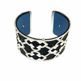 Brighton Christo Toledo Black Silver Tone Layered Clover Leather Cuff