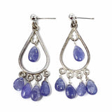 Blue / Gold Tone Dangle Tanzanite Earrings