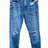 Mother Mid Rise Dazzler Women's Dark Blue Size 27/4 Straight Raw Hem Jeans
