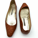 Manolo Blahnik Women's Caramel Size 41/10 Leather Quilted Flats