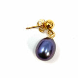 Estate 14k Gold Purple Dangle Freshwater Pearl Earrings