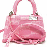 BALENCIAGA Hourglass XS Denim Pink Top Handle Monogram Crossbody