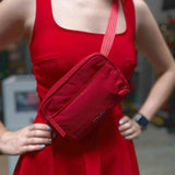 ATHLETA All About Crossbody Nylon Red Zip Mini Waist Bag