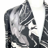 Lafayette 148 Women's Black Beige Size L Wrap Silk Marble Dress