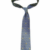 GIANNI VERSACE Silk Blue Yellow Abstract Medusa Necktie
