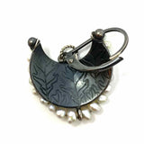 artisan AW Metal Gunmetal Color Shield Pearl Earrings