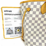 LOUIS VUITTON 2014 Neverfull MM Coated Canvas Blue White Damier Azur Tote