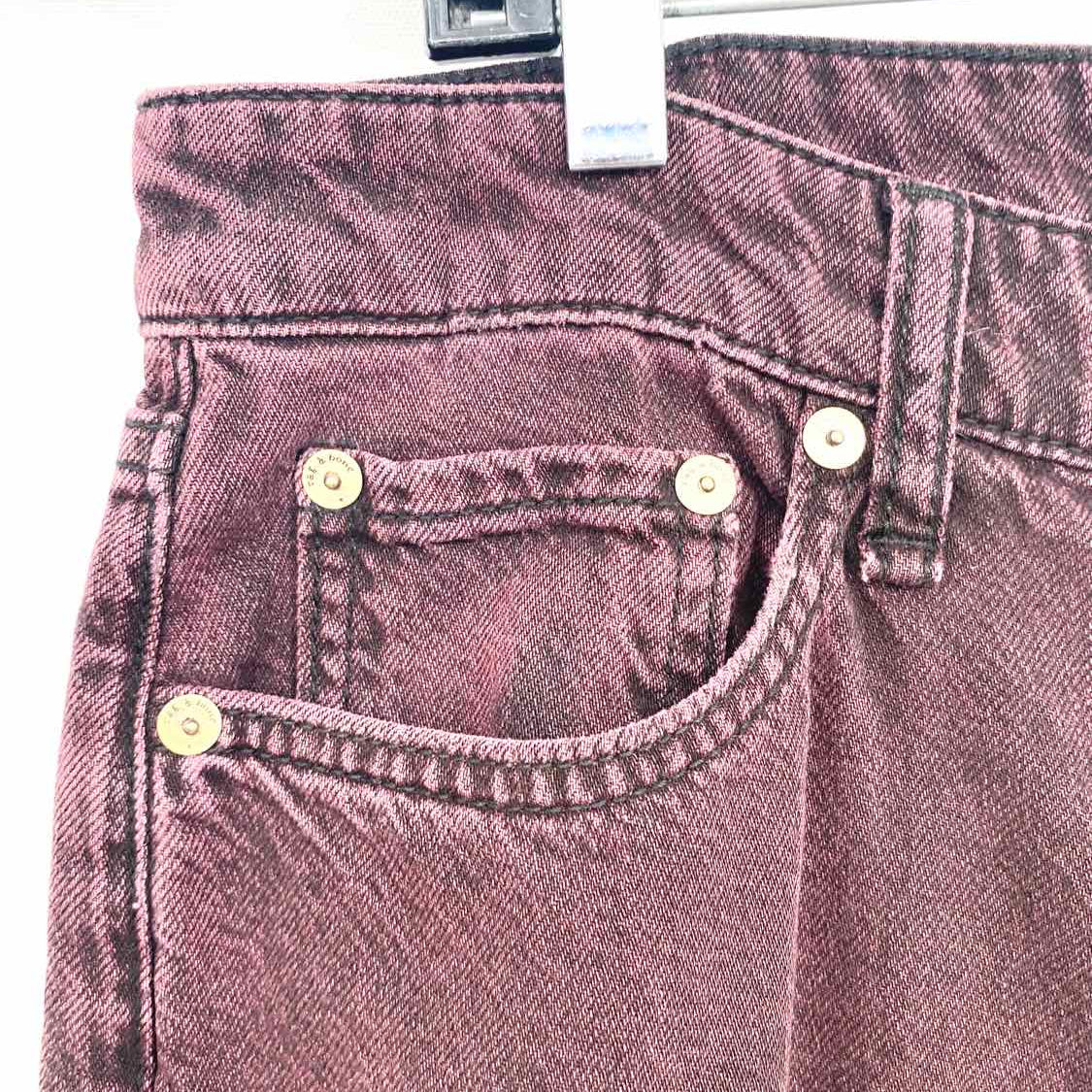 rag & bone Women's Burgandy Red Size 27/4 Wide Leg Jeans