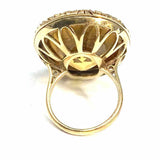 Estate Size 8 14K Yellow Gold Cocktail Oval Citrine Floral Bezel Ring