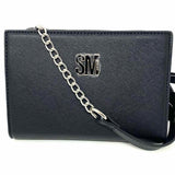 Steve Madden Black Zip Wallet Vegan Saffiano Leather Crossbody