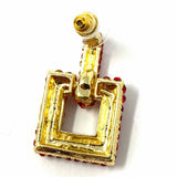 Crystals Red Square 1" Dangle Earrings