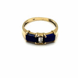 Estate size 5 14K Yellow Gold Blue Lapis Lazuli Diamond Ring