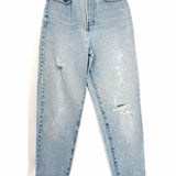 Faconnable Vintage Patch Women's Light Blue Sz 27 High Waisted Distressed Jeans