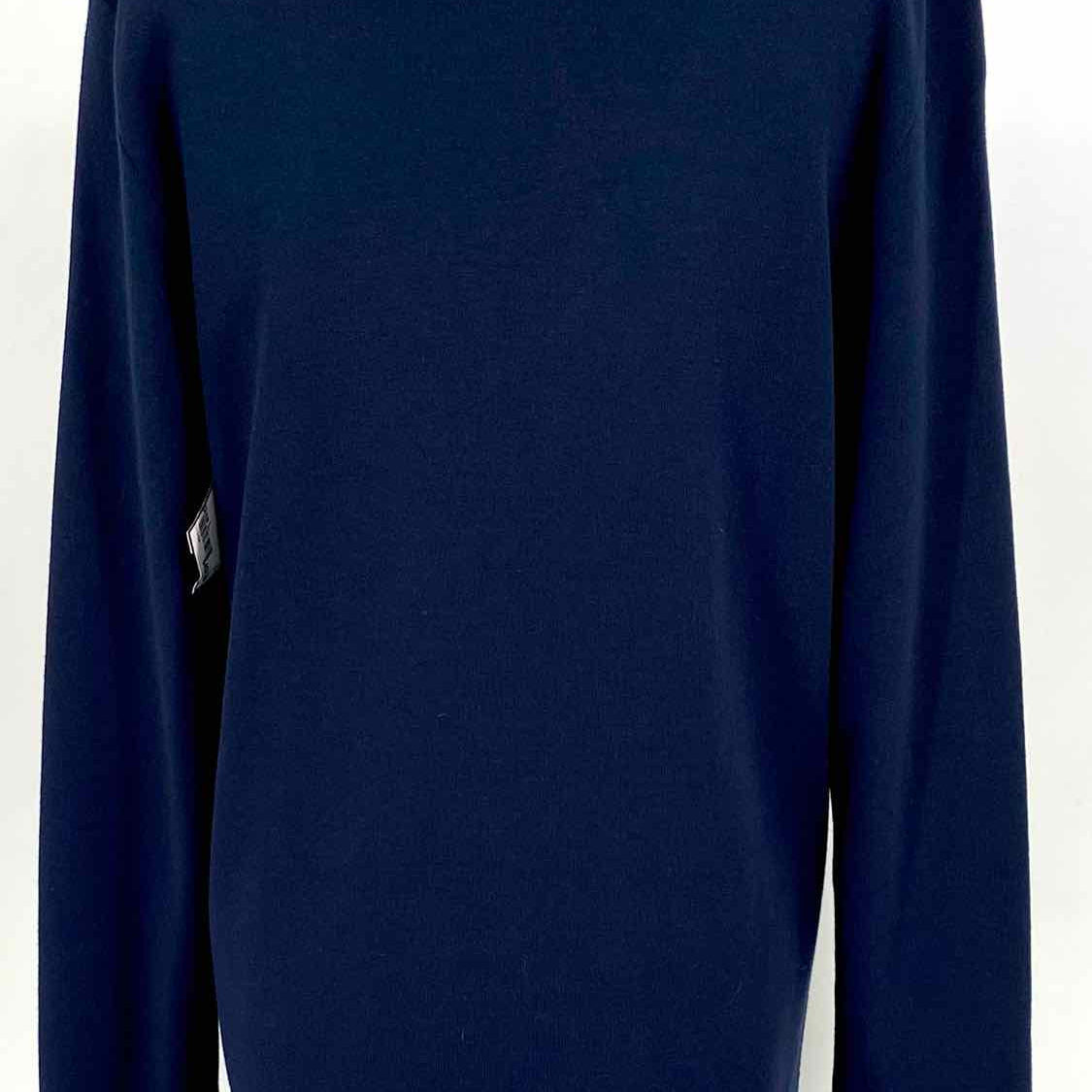 MaxMara Women's Navy/White Size L V-Neck Squares Long Sleeve
