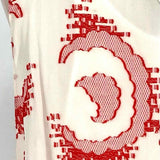 Diane Von Furstenberg Women's White / Red Size 12 Cowl Neck Abstract Sleeveless