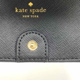 Kate Spade Black Compact Stripe Saffiano Leather Wallet