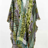 Beaded Green Blue Stripe Shawl