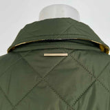 Burberry Women's Forest Green Size XL Collared Quilted Jacket