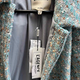 L'AGENCE Bridges Women's Teal Size 8 balloon sleeve Tweed Jacket