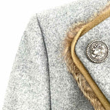 Kitz Heimat Women's Gray Size 44/L Wool Rabbit Fur Detail Jacket