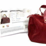 LOEWE Red Boston Anagram Suede Satchel